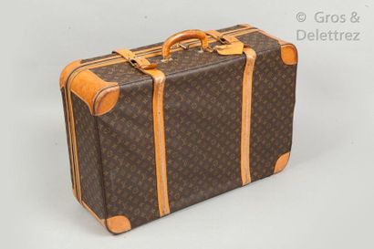 LOUIS VUITTON Suitcase "Stratos" in Monogram canvas and natural leather, double slider...