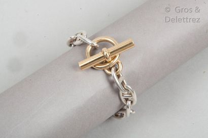 HERMES Paris Bracelet "Chaîne d’Ancre" en argent 925 millièmes et or jaune 750 millièmes,...