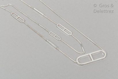 HERMES Paris made in Italy Long necklace "Ever Chain of Anchor" in silver 925 thousandths....
