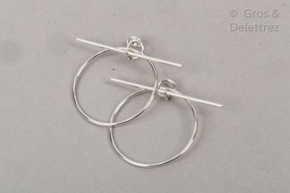 HERMES Paris made in Italy Pair of creoles "Loop" for pierced ears in silver 925...