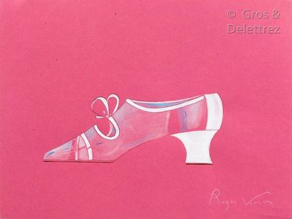 Roger Vivier (1907-1998) Circa 1963 / 1970 Projet de trotteur aquarellé sur papier...