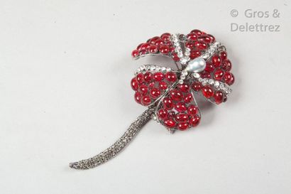 Iradj MOINI Important silver plated metal flower brooch featuring a flower brooch...