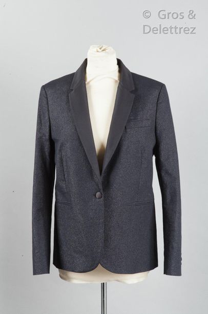 Karl LAGERFELD Black composite tuxedo jacket with colored lurex trim, satin notch...