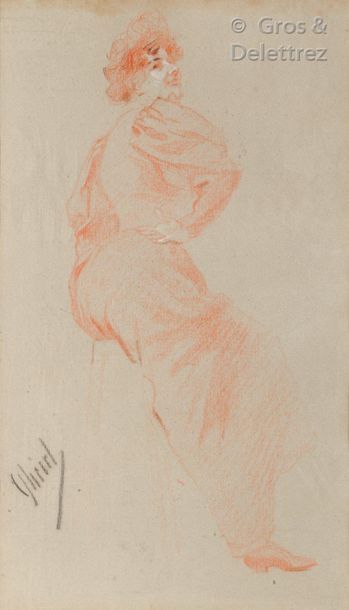 null Jules CHÉRET (1836-1932) 


La femme sur la hanche


Sanguine signée en bas...