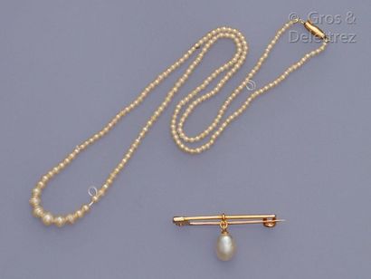 null Lot composé d'un collier en chute de perles fantaisie (femoir à cliquet en or...