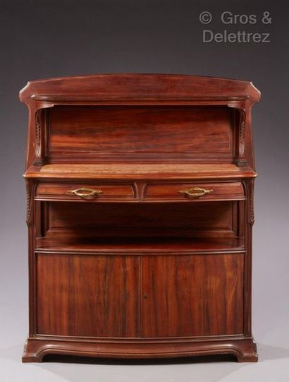 Louis MAJORELLE (1859-1926) Cabinet serving two bodies model "chicory" in curlywood...
