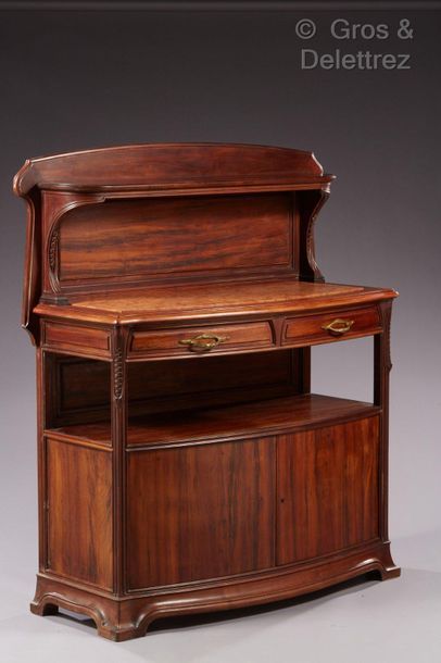Louis MAJORELLE (1859-1926) Cabinet serving two bodies model "chicory" in curlywood...