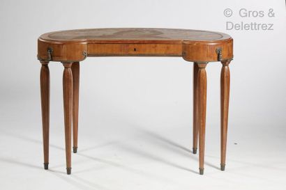 Jules LELEU (1883-1961) Dressing table desk in stained beech wood with a moulded...