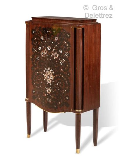 Jules LELEU (1883-1961) *Cabinet " feux from artifices ", with a curved Macassar...