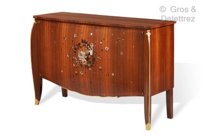 Jules LELEU (1883-1961) * Curved chest of drawers in rosewood veneer opening by two...