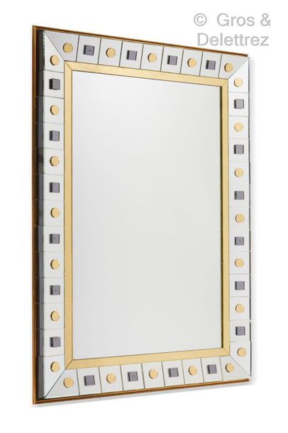 Jules LELEU (1883-1961) *Mirror with rectangular molded frame covered with plates...