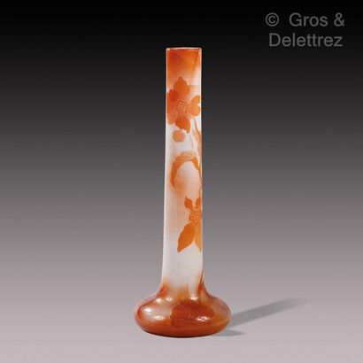 ÉTABLISSEMENTS GALLÉ Lined glass vase with acid-etched decoration of orange floral...