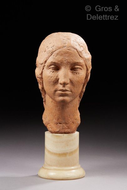 Oscar MIESTCHANINOFF (1886-1956) Buste de femme.

Sculpture en terre cuite, socle...