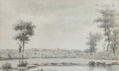 Entourage de Louis de Carmontelle Set of six landscapes, one of which represents...