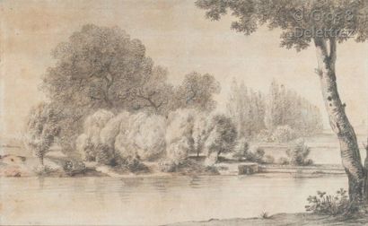 Entourage de Louis de Carmontelle Set of six landscapes, one of which represents...