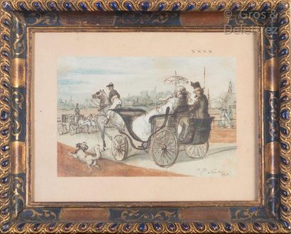 CONSTANTIN GUYS (1802-1892) Hyde Park à Londres, 1853

Encre et aquarelle signée,...