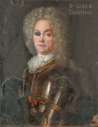 École Française du XVIIIe siècle Portrait of an ebony knight wearing the Order of...