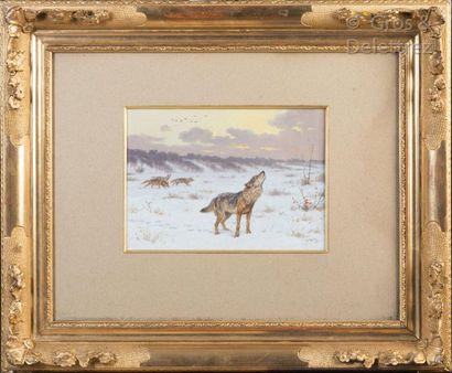 Georges Frédéric ROTIG (1873-1961) Le loup hurlant, paysage de neige

Gouache sur...