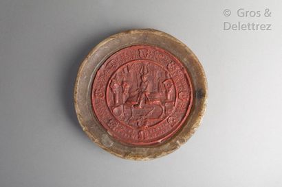Auguste Ier de Saxe (1526-1586) Beau cachet en cire rouge dans une engobe de cire.

Il...