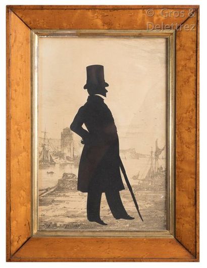 Auguste EDOUART (1788-1861) Élégant au parapluie dans un port

Silhouette figurant...