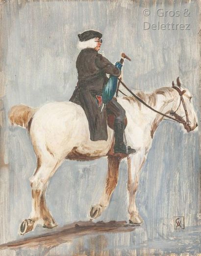 École française du XIXe siècle The back rider with the blue umbrella

Gouache on...