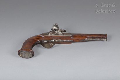 null Walnut flintlock pistol, coded on the back of the stock.

Early 19th century...