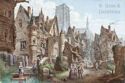 Alphonse CHAIGNON (1828- ?) View of a suburb near a cathedral

Enamelled porcelain...