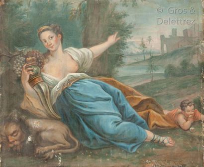 École dans le goût du XVIIIe siècle Ceres or young woman with fruit horn

Oil on...