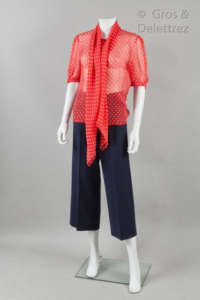 VALENTINO, S’Max MARA Set consisting of a red chiffon crepe silk blouse with white...