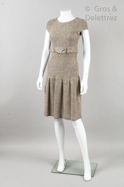 VALENTINO Circa 2005

Brown wool and mottled silk dress, boat neckline, small sleeves,...