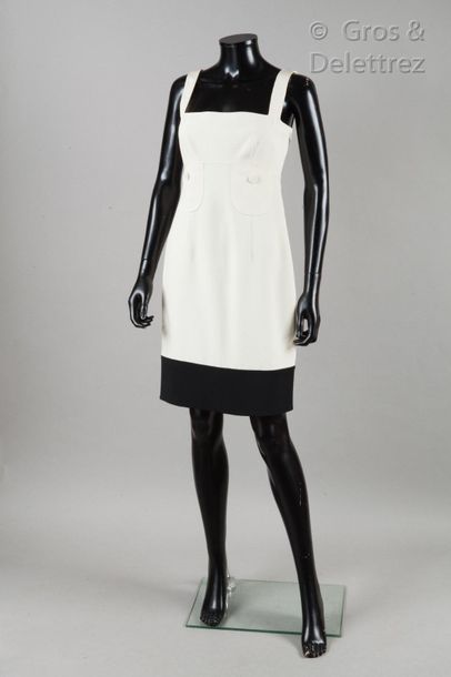 VALENTINO Off white, black set, made up of a dress with silk crepe straps, chest...