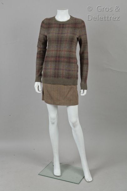 RALPH LAUREN Set composed of a cashmere wool sweater with Princes of Wales pattern...