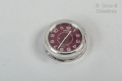 HERMES Paris Swiss made n°PE-CL1.510/2416036 *Traveling "Clipper" steel clock, 47mm...