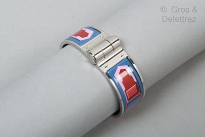 HERMÈS Paris made in France *Bracelet « Charnière » ouvrant 22mm en métal argenté...