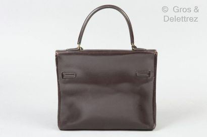 HERMES Paris *Bag " Monaco " 30cm in ebony box, gold plated fasteners and clasp,...