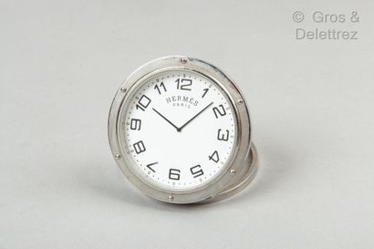HERMÈS Paris Swiss made n°PE.CL1.710/2843438 *Steel "Clipper" travel clock, 75mm...