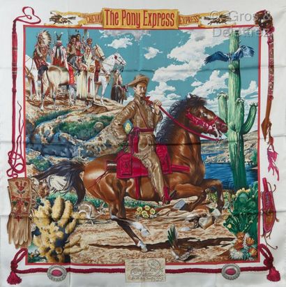 HERMÈS Paris made in France *Silk twill printed square titled "The Pony Express",...