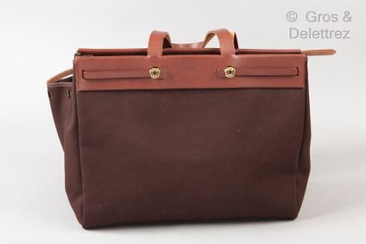 HERMÈS Paris made in France *Bag " Herbag " with transformation 40cm in brown canvas...