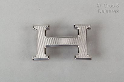 HERMÈS Paris made in France * 32mm belt buckle in silver plated metal palladium ...