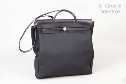 HERMES Paris *Herbag " Herbag " with transformation 39cm in officer canvas and black...