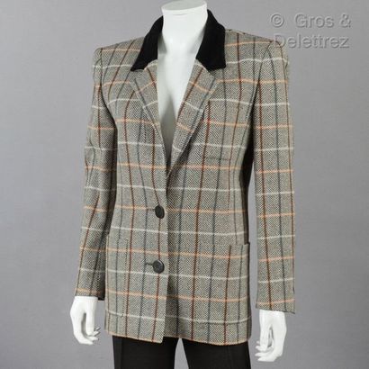 HERMÈS Paris made in France *Wool cashmere striped jacket with multicoloured herringbone...