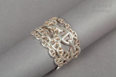 HERMES Paris *Open cuff bracelet " Chained Anchor Chain " 50mm silver 925 thousandths....