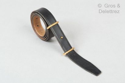 HERMÈS Paris made in France *Reversible two-way 25mm belt in black box and Courchevel...