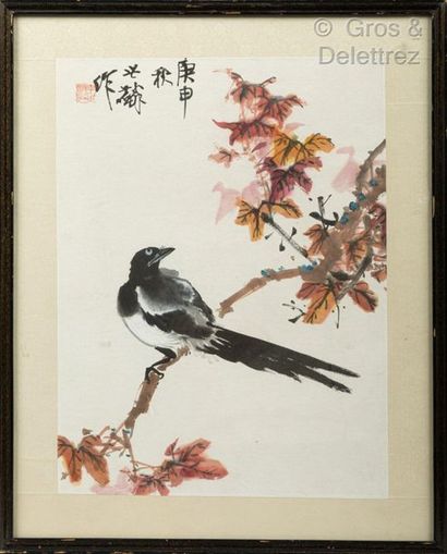 null Chine, XXe siècle

Peinture à l’encre et couleurs sur papier, représentant un...
