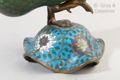  China, Ming period 
Copper perfume burner, in polychrome cloisonné enamels on a...