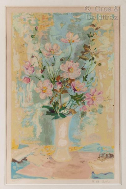 LE PHO (1907-2001) 
Vase de fleurs 
Lithographie...