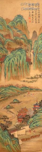 Chine, XXe siècle Peinture à l'encre et couleurs...