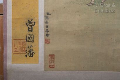 null Chine, période République

Peinture sur soie figurant une scène de palais

Signature...