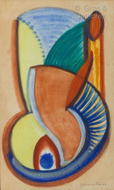 null Roger LACOURIERE (1892-1966) 

Abstract composition 

Gouache on paper

Signed...