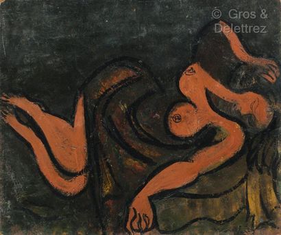 null Marius WOULFART (1905-1991) 

Woman lying down

Oil on panel

Signed lower right

46...